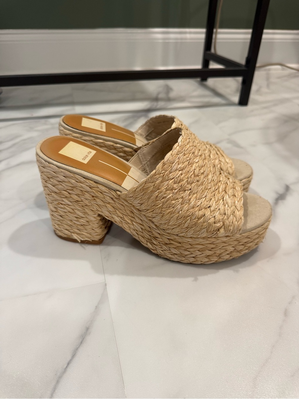 Dolce Vita Natural Braided Platform Slide Wedges